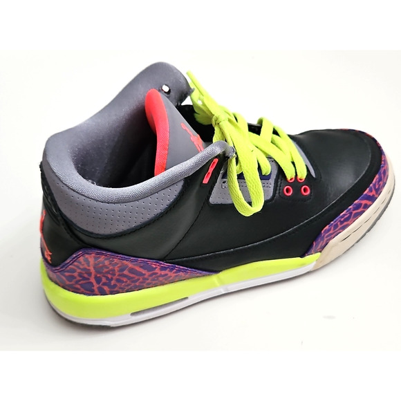 Nike Air Jordan 3 Retro Sneakers Black Atomic Red Kids 6.5Y Basketball Shoes - Picture 2 of 16